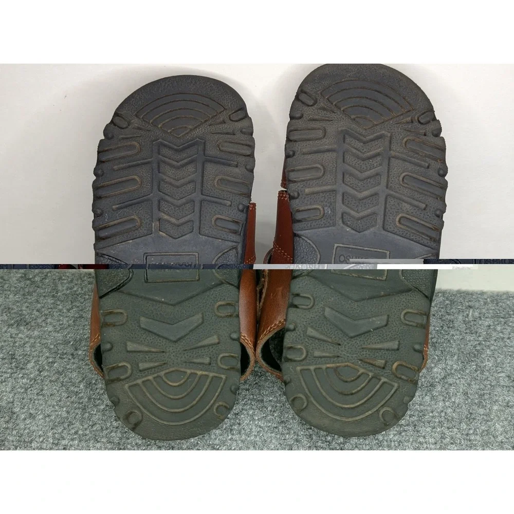 Oshkosh B'gosh Toddler Leather Tommy Sandals Size 10M Brown Hook & Loop‎ Buckle